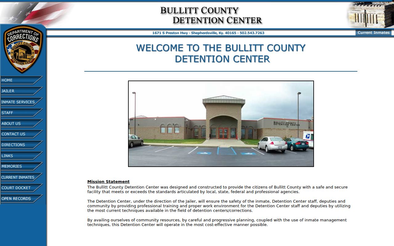 Bullitt County arrest lookup at the detention center website