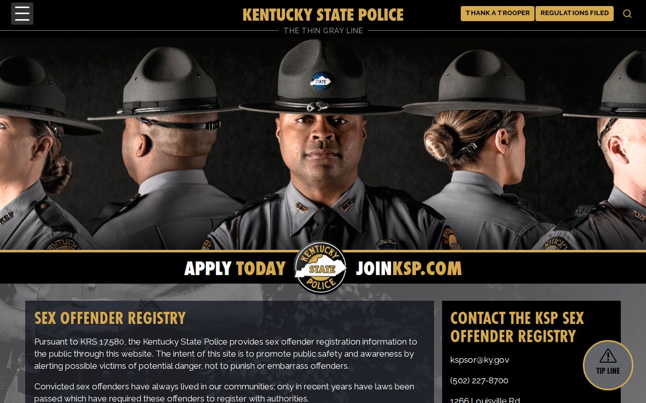Kentucky State Police guidance for Bullitt County sex offender searches