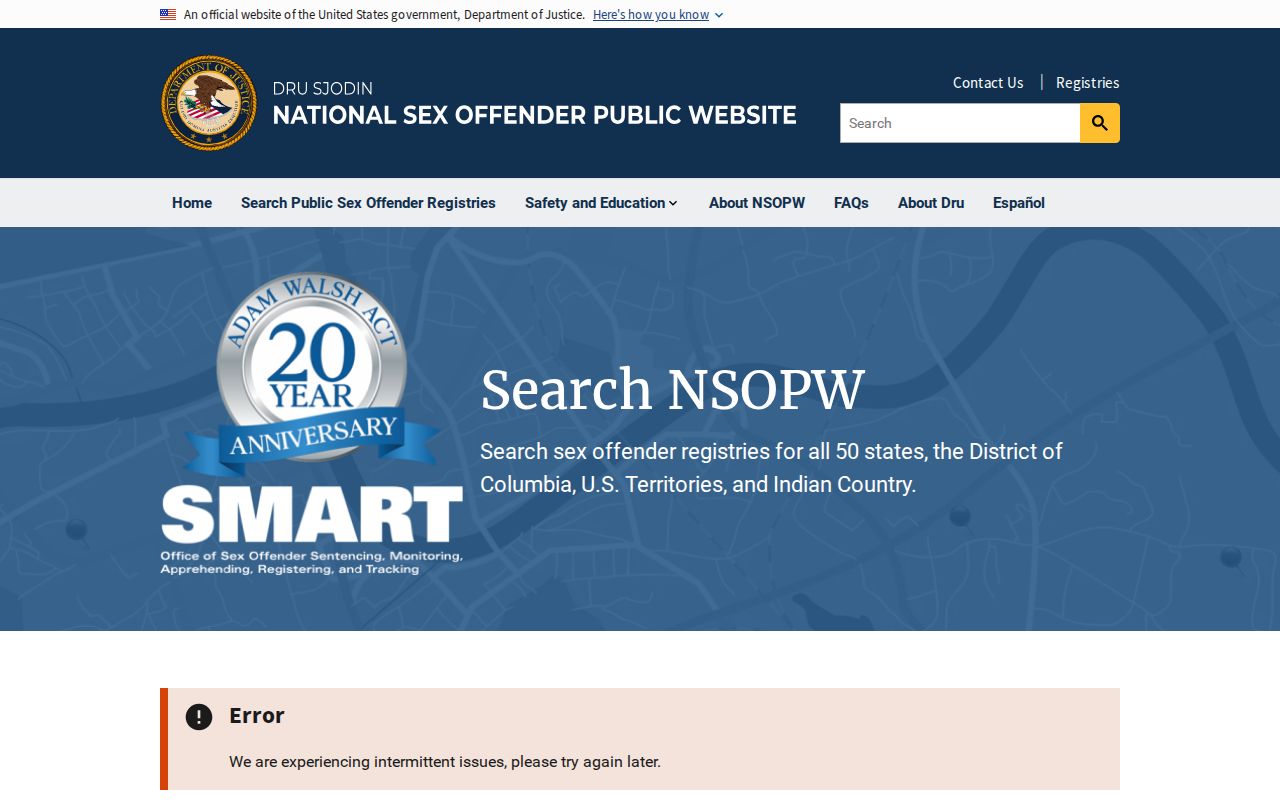 NSOPW national search for Bullitt County sex offender registry checks