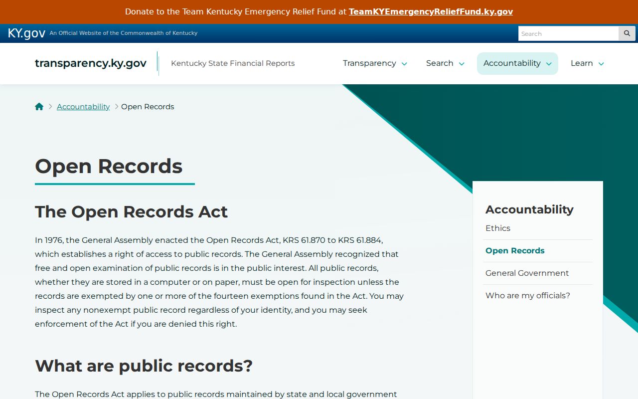 Kentucky open-records rules for Hillview criminal records