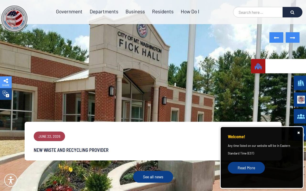 Mount Washington city hall and police records website