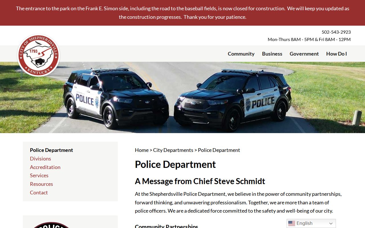 Shepherdsville Police Department criminal records source