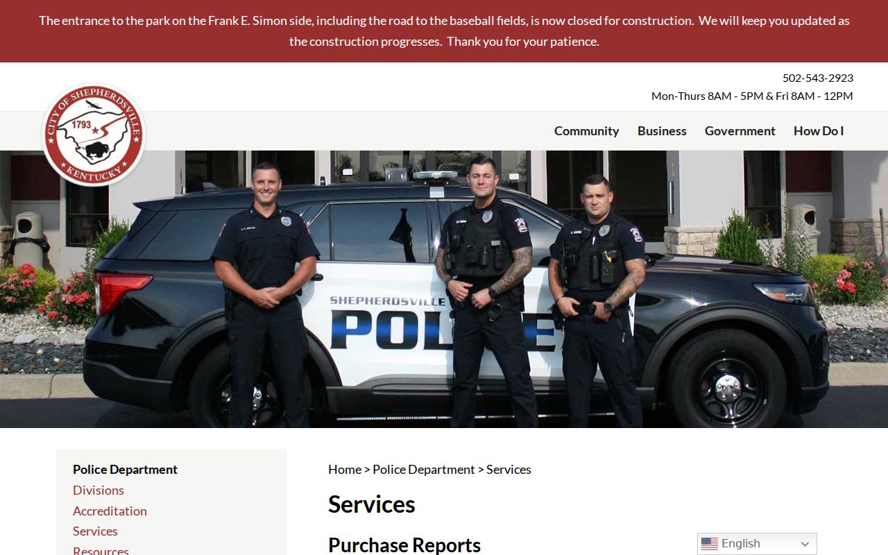 Shepherdsville police report services for criminal records